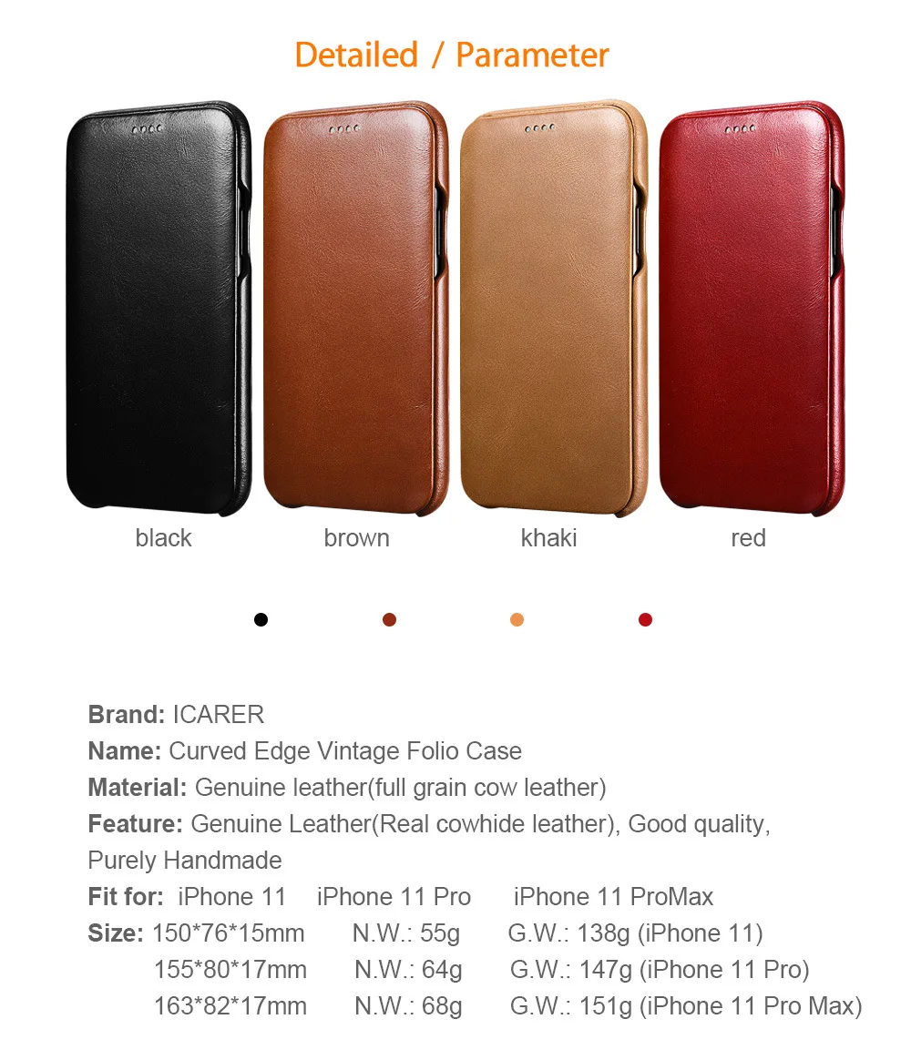 Роскошный классический винтажный чехол iCarer из натуральной кожи для iPhone 11 Pro Max, противоударный чехол для iPhone 11 Pro