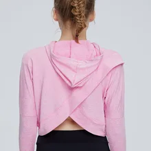 Осенняя одежда для фитнеса и йоги, пальто, топ, быстросохнущая футболка с длинными рукавами, Спортивная женская накидка с капюшоном