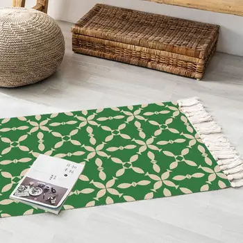 

2020 New Tassel Carpet Multicolor Lattice Pattern Bedside Geometric Floor Mat Living Room Bedroom Home Decor