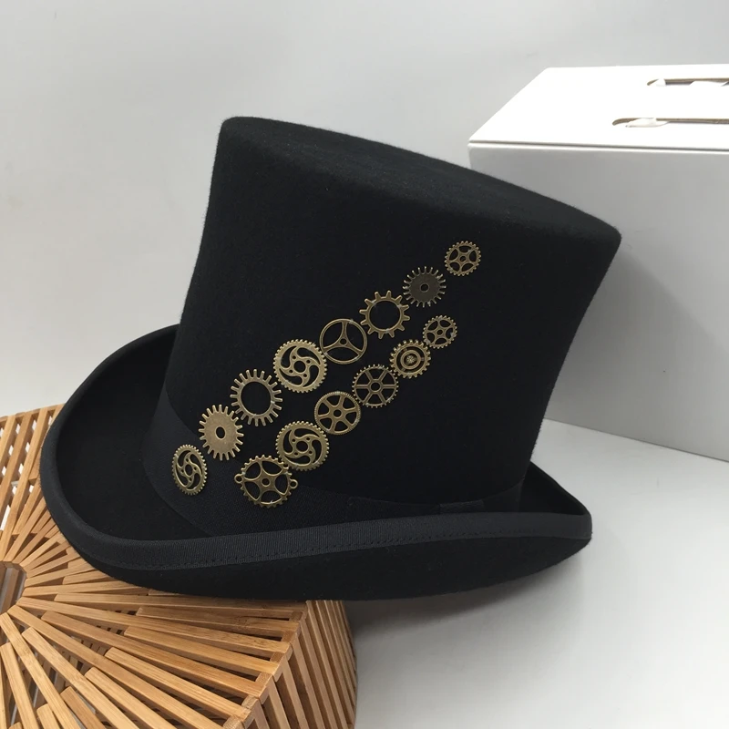 17cm of top hat black Presidential feather magic cap male the steam times masquerade hat in street mens trilby hats