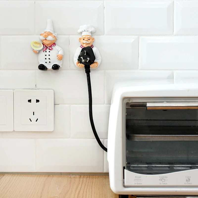 Power Cable Plug Hook Cook Cartoon Chef Wall Holder Rack for Home Kitchen N7 