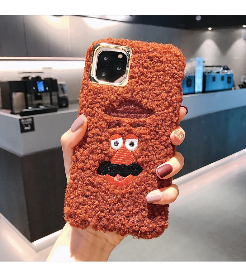 Для iphone 11 pro toy story теплый чехол, монстры инопланетянин пушистый чехол меховой зимний чехол для iphone XS Max XR X 7 8 plus милый чехол - Цвет: Прозрачный