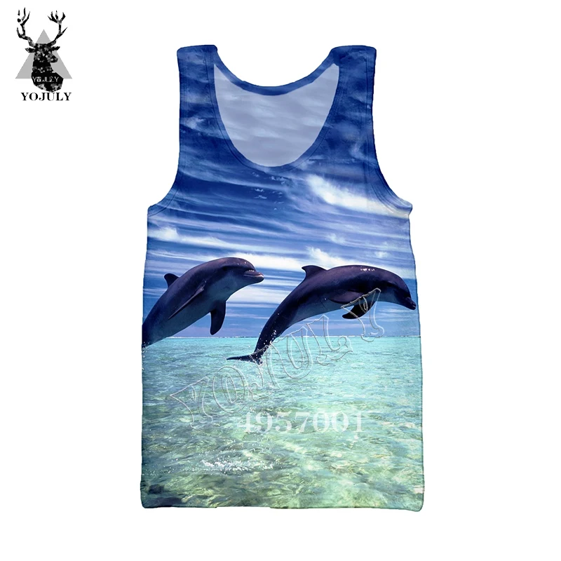 12 YOJULY Dolphin 3D принт Harajuku майка для мужчин Модный повседневный жилет Летний морской плавание унисекс уличная одежда рубашки без рукавов Ve31 - Цвет: 12