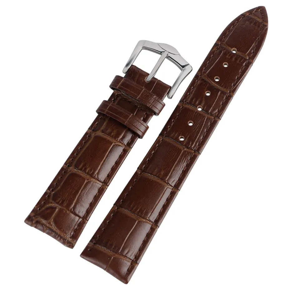 

20/22mm Width Brown Genuine Leather Watch Bands HQ Watch Straps Replacements Pin Buckle with 2 Spring Bars