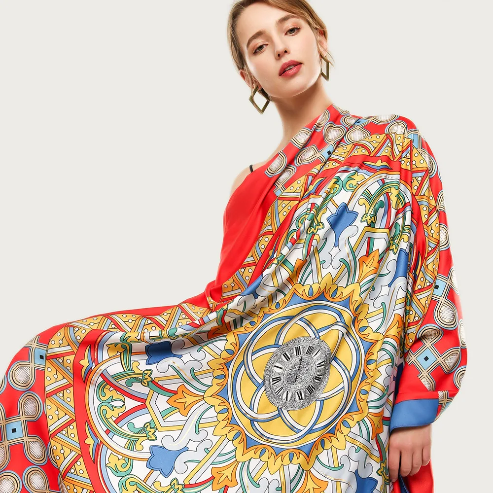 

Роскошный большой Шелковый квадратный платок в стиле ретро, дизайнерский женский шарф с принтом, популярный Фэнтезийный палантин, защитное ожерелье для путешествий