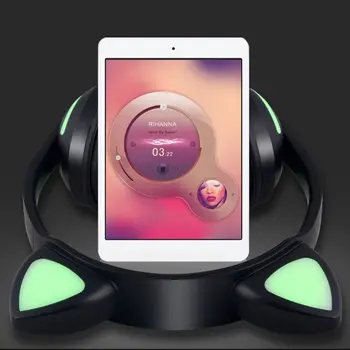 

Wireless Bluetooth Headset Adjustable Head-mounted HiFi Stereo Sound LED Light Headphones Rechargeable Music Earphones