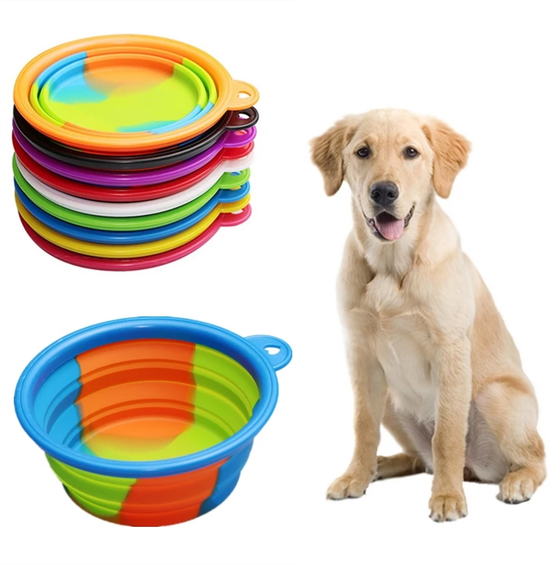 

1Pcs Portable Folding Dog Bowl Water Food Silicone Container for Small Mudium Dog Travel Dog Feeder Bow Outfit Pet Accessories