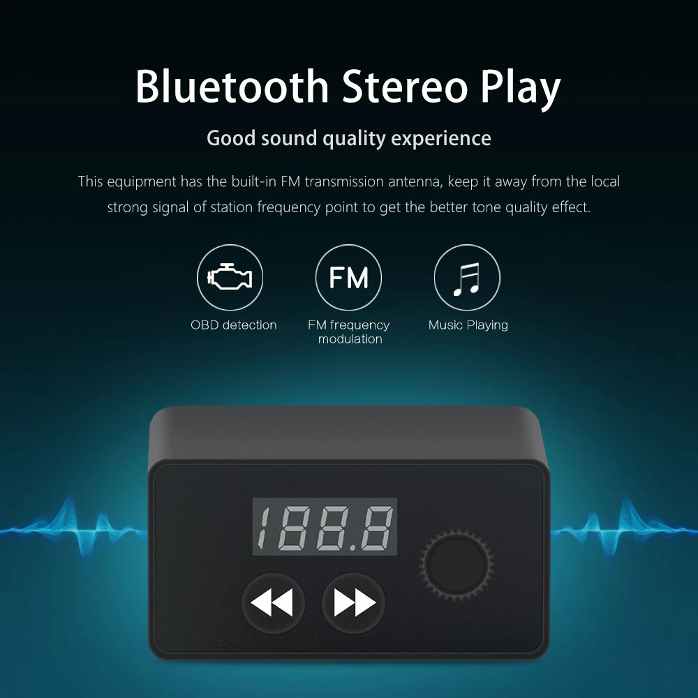 ELM327+ OBD2 музыкальный плеер 2 в 1 OBD2 сканер Bluetooth 4,0 OBD 2 OBD2 автомобильный диагностический инструмент ELM 327 ODB2 сканер инструмент