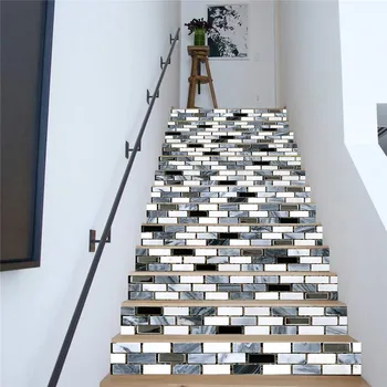 

13pieces/set 100*18cm 3D Pattern Self-adhesive Stair Sticker Floor Wall Sticker Waterproof PVC DIY Home Decor Wallpaper Mura