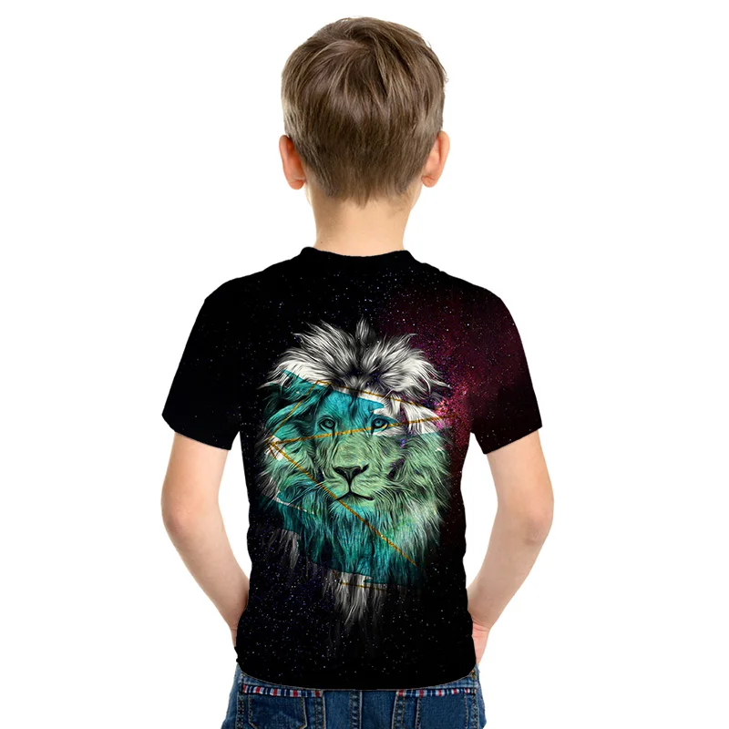 Летняя детская футболка с 3d принтом «Король Лев» в стиле Харадзюку, хип-хоп, уличная одежда для мальчиков и девочек, повседневная детская футболка с рисунком, топы