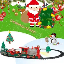 Рождественские игрушки детский маленький поезд дорожка электрическое освещение классическая музыка поезд родитель-ребенок интерактивные коммуникационные игрушки