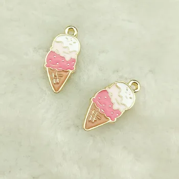 

10pcs enamel ice cream charm jewelry accessories earring pendant bracelet necklace charms zinc alloy diy finding 9x21mm