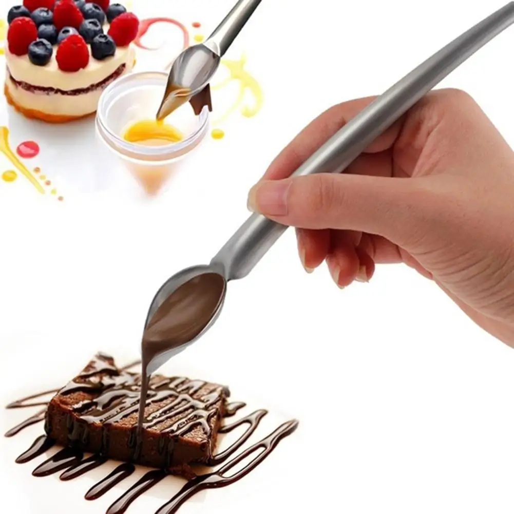 

Stainless Steel Cake Decorating Spoon Chocolate Ice Cream Dessert Baking Tool Pencil Writing Spoon small spoon