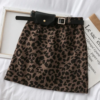 

2020 Spring Autumn Womens High Waist Vintage Short Mini Skirts Woman Leopard Printed A-lined Skirt Faldas Mujer Sexy Jupe Femme