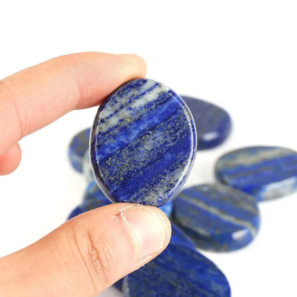 

Natural Lapis Lazuli Crystal Elliptical Energy Treatment Stone After Polishing Beautiful And Brochure Glossy