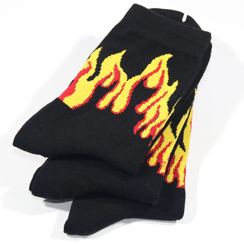 3 шт./лот, носки для мужчин и женщин в стиле хип-хоп, пожарные, красные, Пламенные, светящиеся, мощный фонарь, хит, теплые, уличные, для скейтборда, длинные хлопковые носки - Цвет: 3ZH004