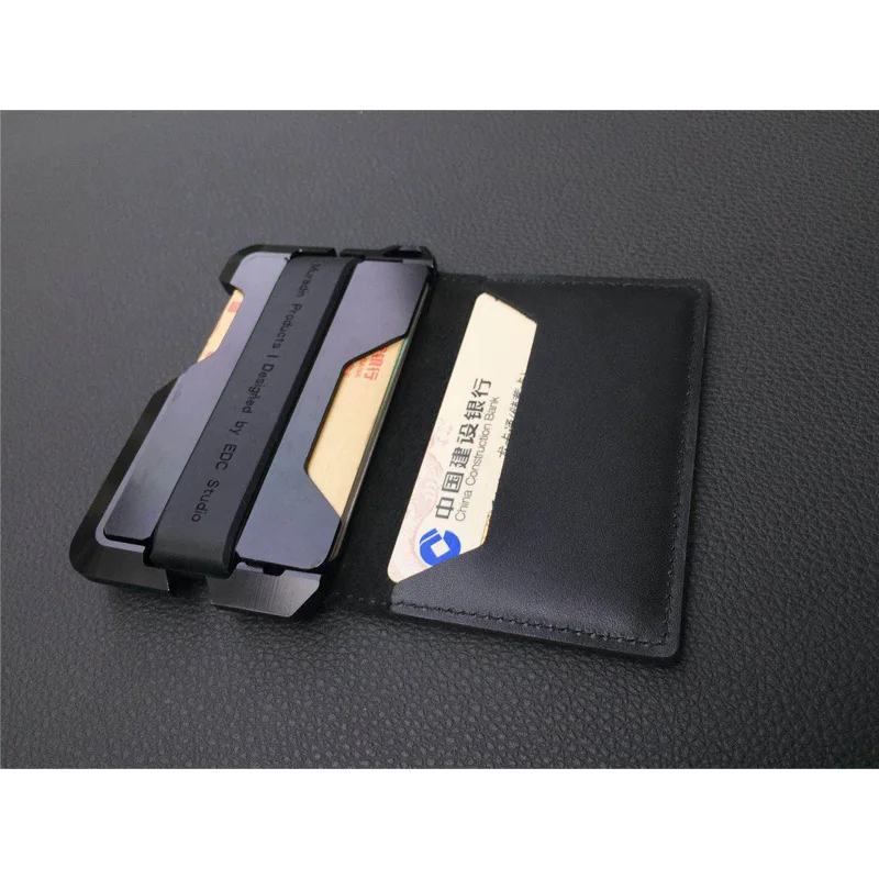 BISI GORO с защитой от RFID, для карт чехол-портмоне из натуральной кожи чехол заграничного паспорта держатель Винтаж всплывающее окно Алюминий ID Чехол протектор - Цвет: Crazy Black HC-D02