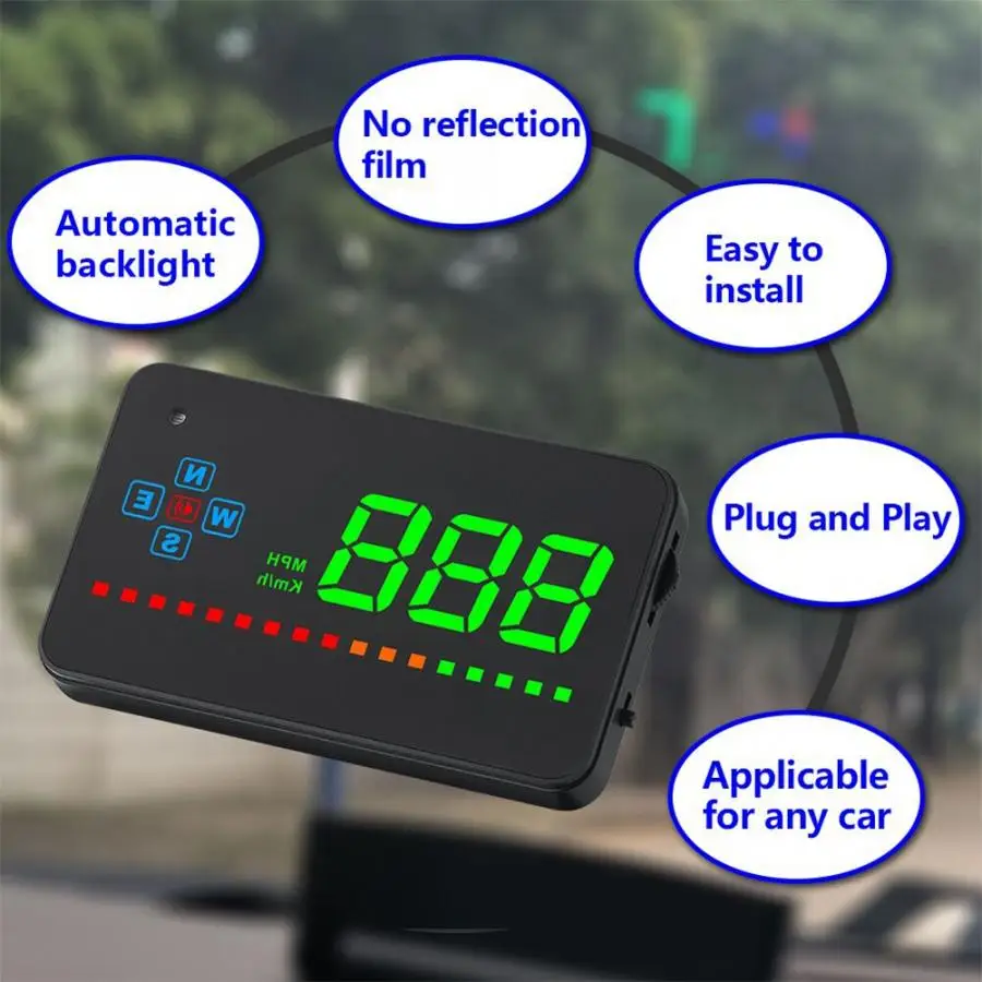 A2 HUD 3,5 дюймов Универсальный Автомобильный HUD Дисплей gps Системы с сигнализацией, хорошее качество, Предупреждение HUD gps Системы головой вверх Дисплей