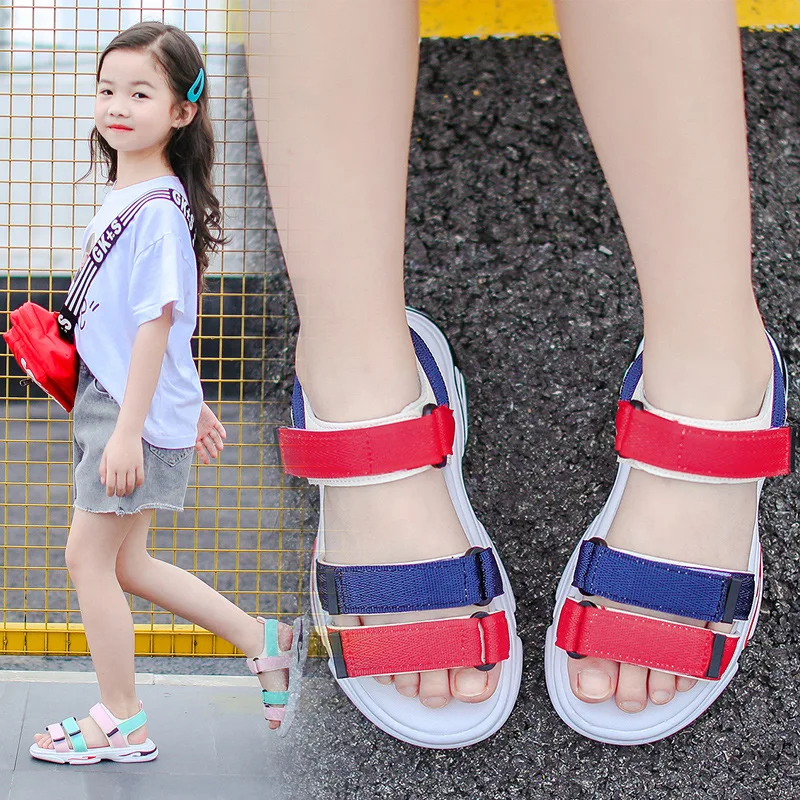 

Girl'S Sandals 2019 Summer New Style Sequin Soft-Sole Middle And Large CHILDREN'S Shoes Sandals Children Princess Shoes Velcro S