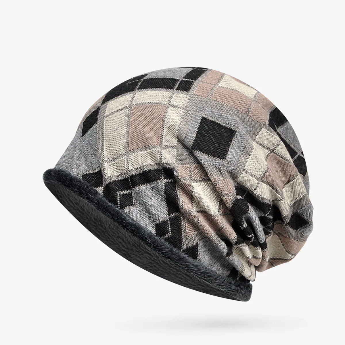 Жаккардовые бархатные теплые шапки «конский хвост» для мужчин и женщин, зимние клетчатые шапки Skullies Beanies, шапка, шарф двойного назначения, лыжная маска для улицы