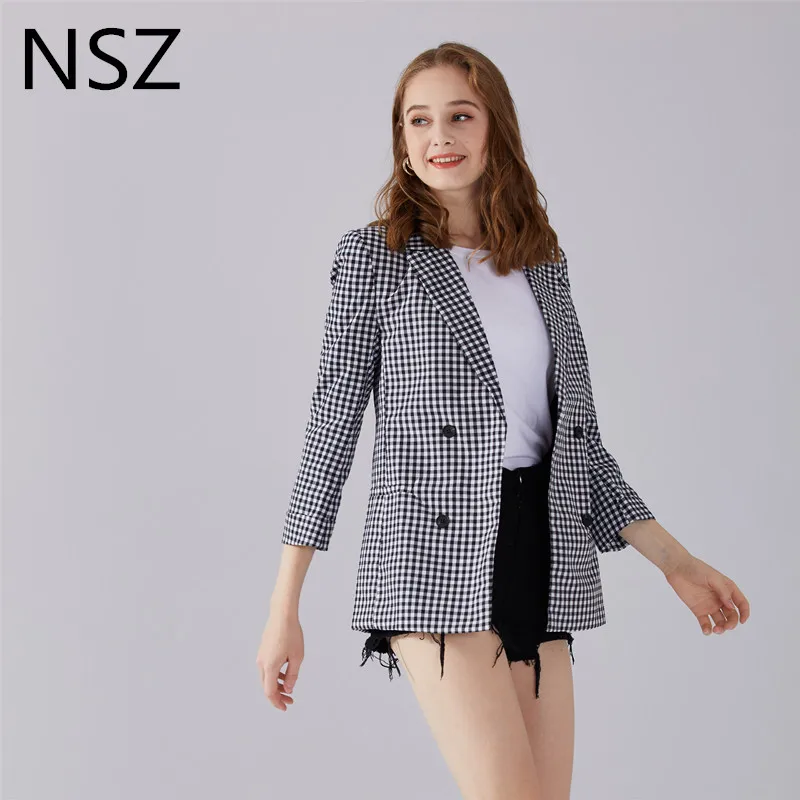checkered blazer black and white