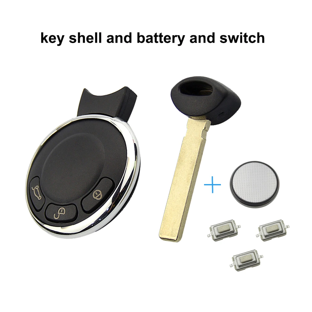 OkeyTech 3 кнопки сменный без ключа входные ключи пустой ключ дистанционного управления ключ кольцо брелок крышка Fob для BMW Mini Cooper R56 - Цвет: Set Switch Battery