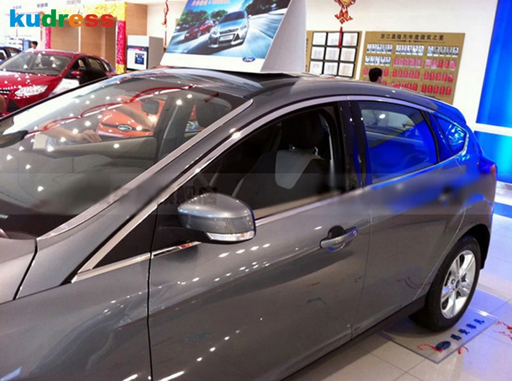 Для Ford focus hatchback 2012 2013 нержавеющая сталь хромированная оконная рама подоконник отделка молдинг крышка верх+ вниз протектор