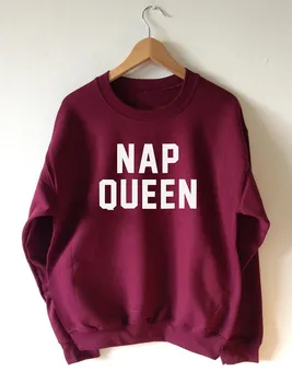 

Nap Queen Graphic Sweatshirts Women Fashion Letter Print Hoodies Autumn Casual Pullover Harajuku O-Neck Winter Aesthetic Tops