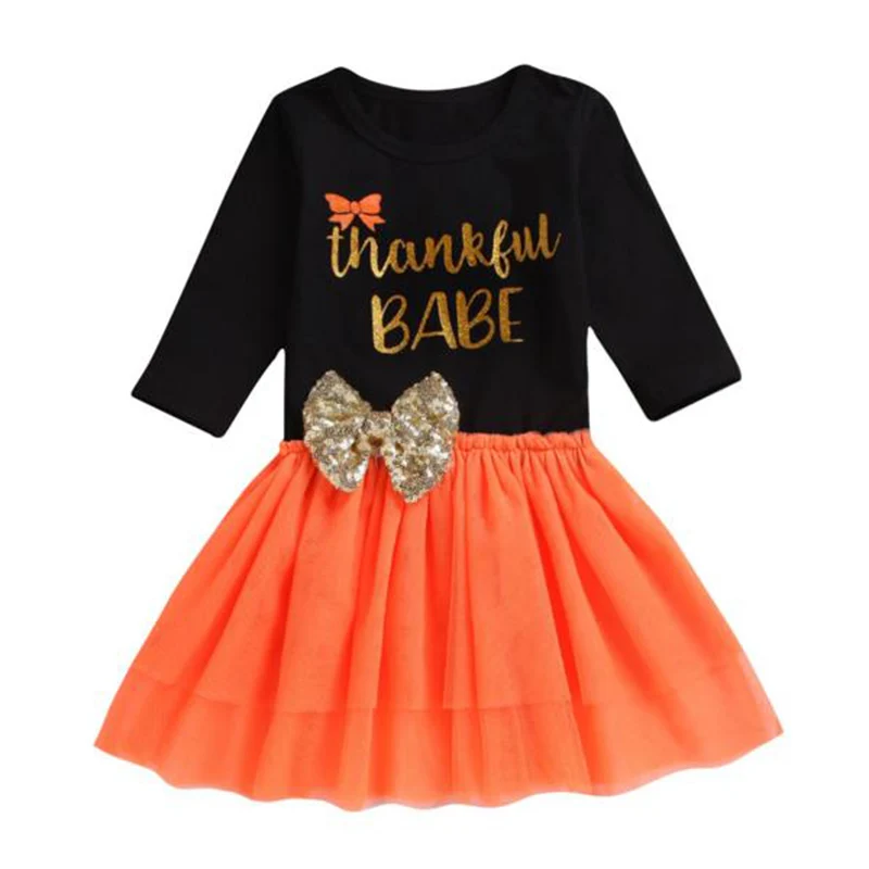 

Little Girl Thanksgiving Dress Baby Children's Clothing Mesh Dress Kids Dresses for Girls Clothes Long Sleeve Cotton Clothing