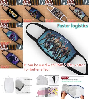 

Fortnites Anti Dust Face Pure Cottons Mouth Masks Cartoon Anime Printing Washable Breathable Cover Mask Reusable Face Mouth Mask