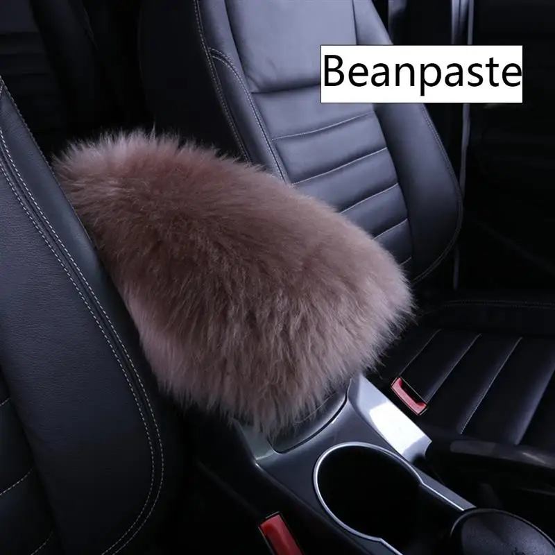 Автомобильный подлокотник, автомобильная теплая меховая плюшевая Автомобильная центральная консоль, подлокотник, коробка для подлокотника, мягкая подушка, универсальная установка для автомобиля - Название цвета: Bean paste