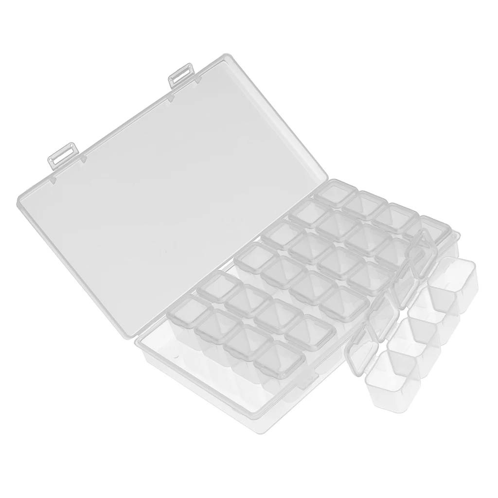 28 Grids Transparent Plastic Storage Box Empty Container Case Holder for Decorations Rhinestone Bead Stuffs Nail Art Tips Tools