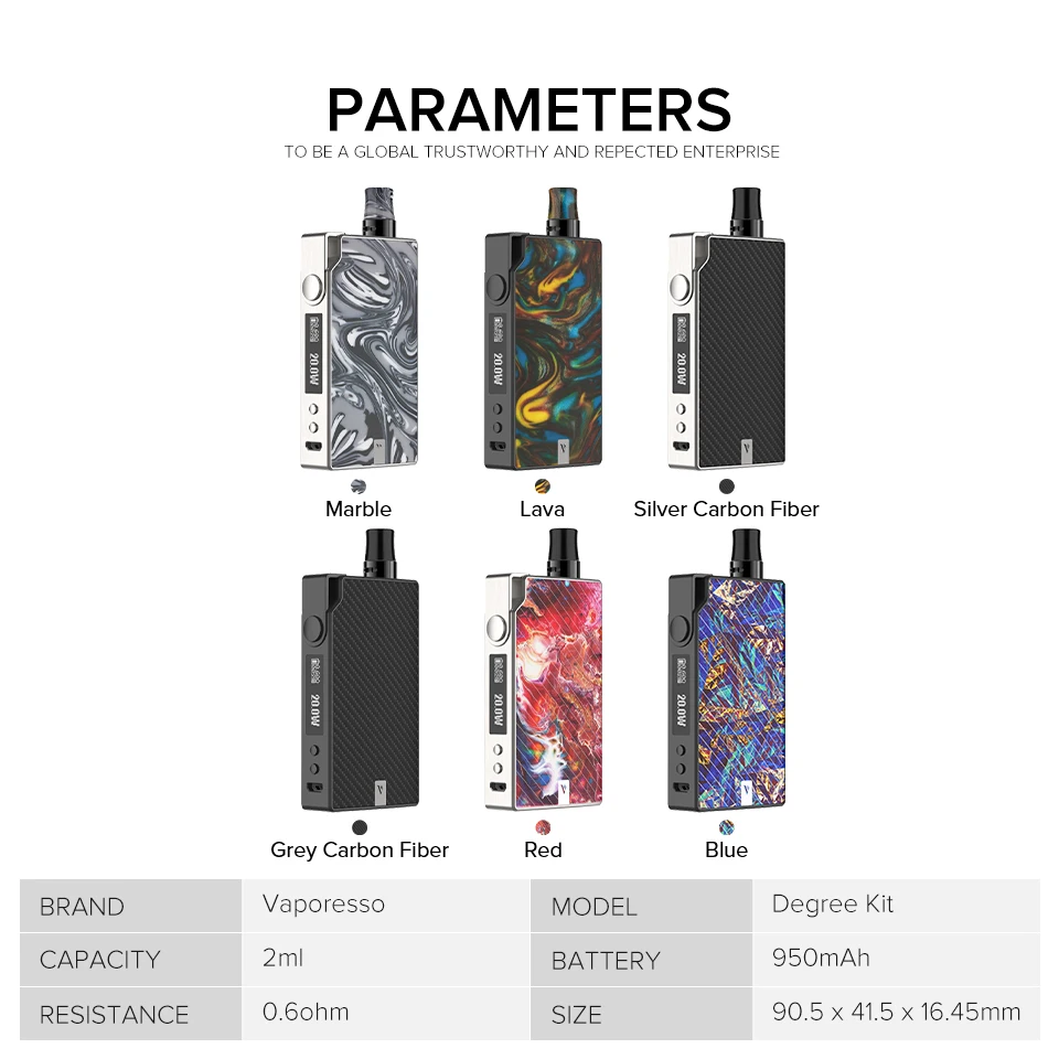 Набор Vaporesso Degree Pod Vape с дополнительными 2 шт 2 мл картридж бак 950 мАч электронная сигарета мод VS Renova Zero Pod аромат