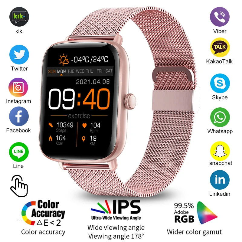 2022 New 1.69 Inch Smart Watch Women Heart Rate Monitor IP67 Waterproof Men Smartwatch Fitness Tracker For Huawei iPhone Plus