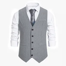 LUCLESAM – gilet à simple boutonnage pour hommes, décontracté, imprimé à rayures, Vintage, 2021 