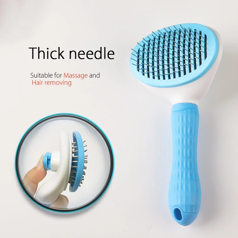 Thick needle Домашнее животное, инструменты для удаления волос, расческа для собак, один клик, дизайн чистки, щетка для ухода за собакой, щетка для стрижки, гребень для кошек собак cepillo perro - Цвет: Thick needle