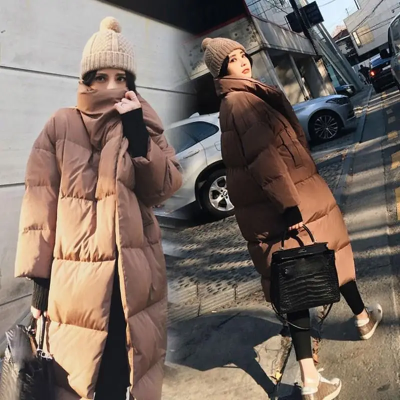 Caramel Cotton Padded Warm Parkas Women Winter Korean Thickening Long Fund Bread Down Cotton Loose Coat Jacket