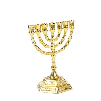 

1pc Lampstand Alloy Desktop Golden Beautiful Art Craft Christian Lampstand Decor for Hotel