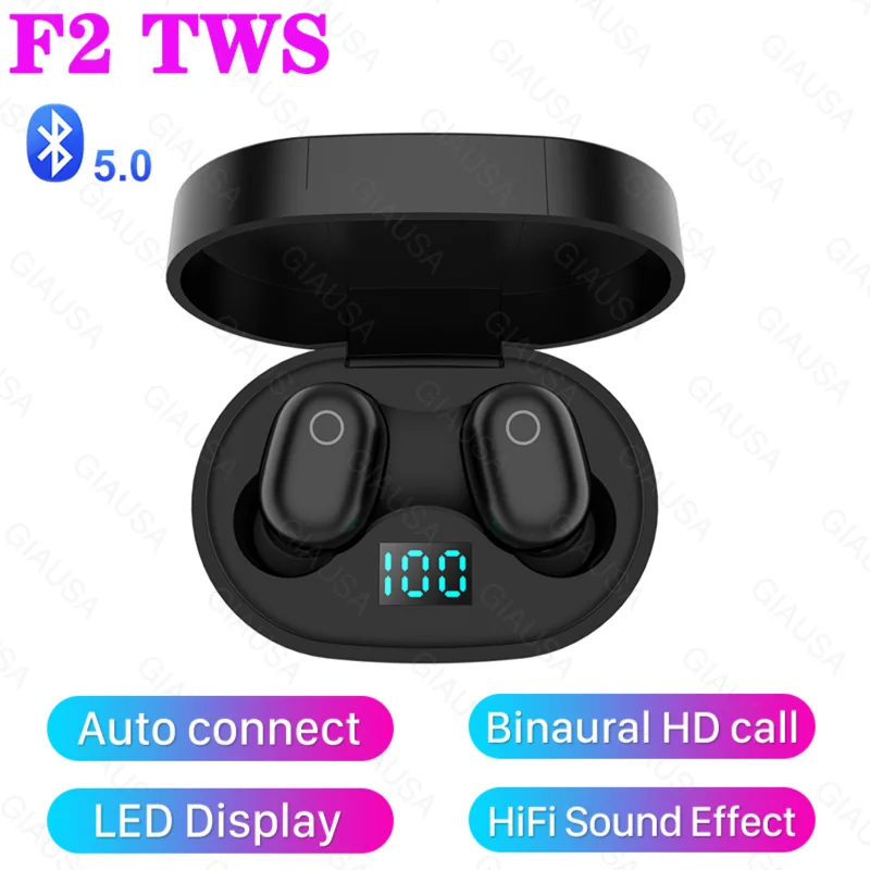 Беспроводная Bluetooth гарнитура F2 TWS 5 0 высокоточный светодиодный дисплей