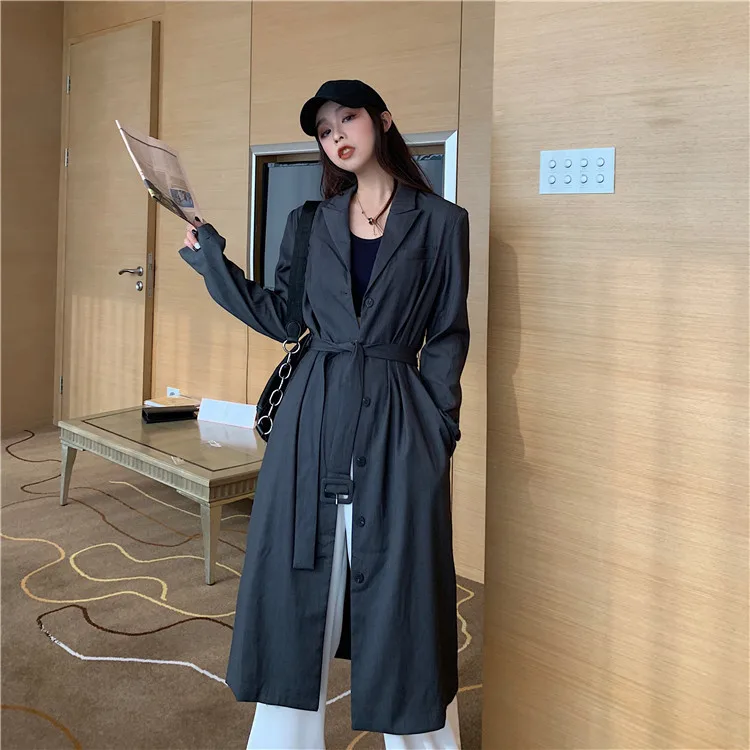 

6297 Autumn And Winter WOMEN'S Dress + 5 Retro Loose-Fit Mid-length Lace-up Loose-Fit Contour Super a Suit