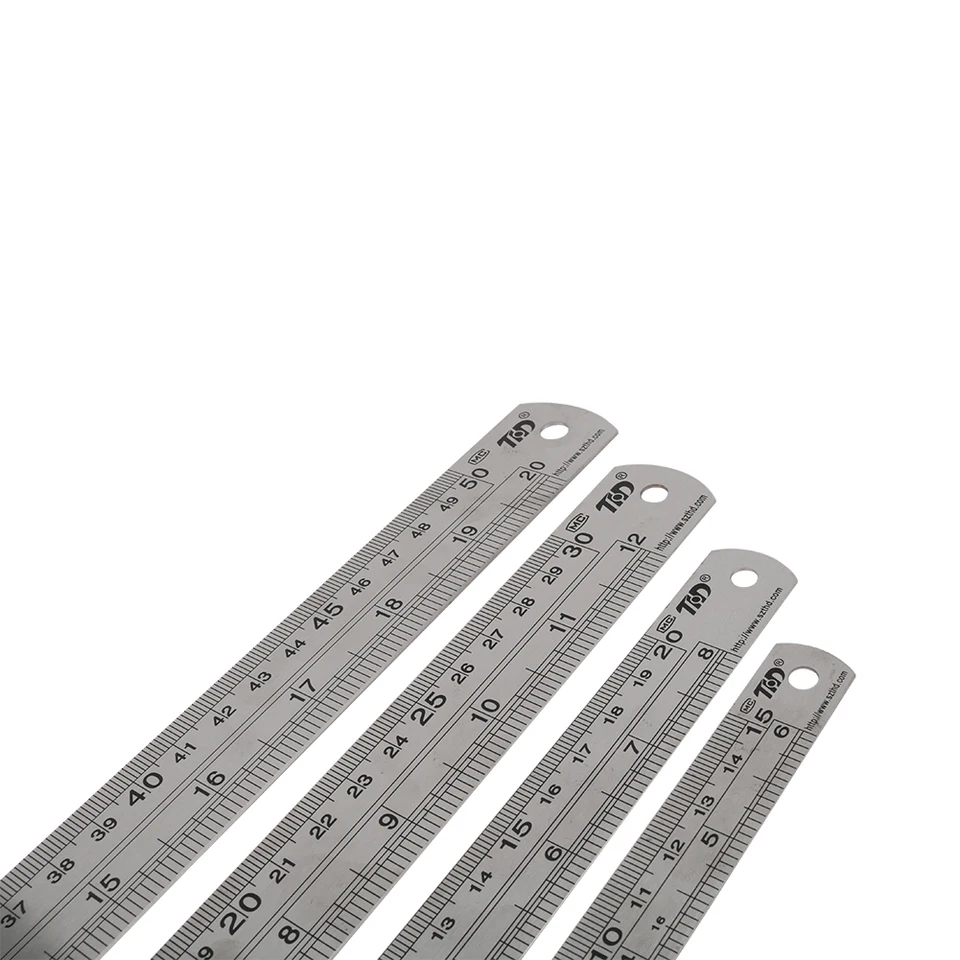 Juego De 9 Reglas De Acero Inoxidable - 15, 20 Y 30 Cm Con Doble Escala (Métrica Y Pulgadas)