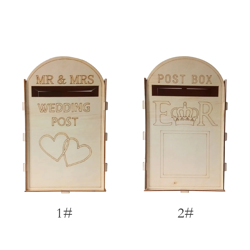 New DIY Wedding Gift Card Box Wooden Money Box with Lock Beautiful Wedding Decoration Birthday Party Supplies