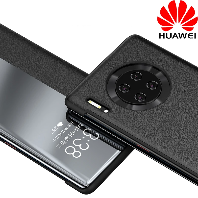 Huawei mate 30 Pro откидной Чехол официальный huawei mate 30 Pro прозрачный вид умный сенсорный вид Флип кожаный чехол Funda