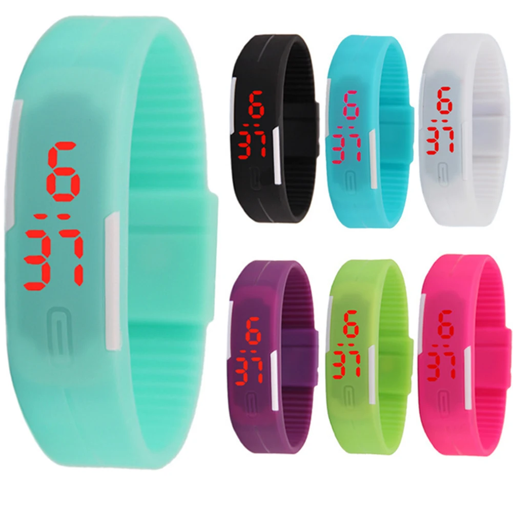 Sports Thin Strap LED Time Date Display Children Kids Digital Wrist Watch Gift reloj hombre zegarek damski New Hot for Boys Girl 2