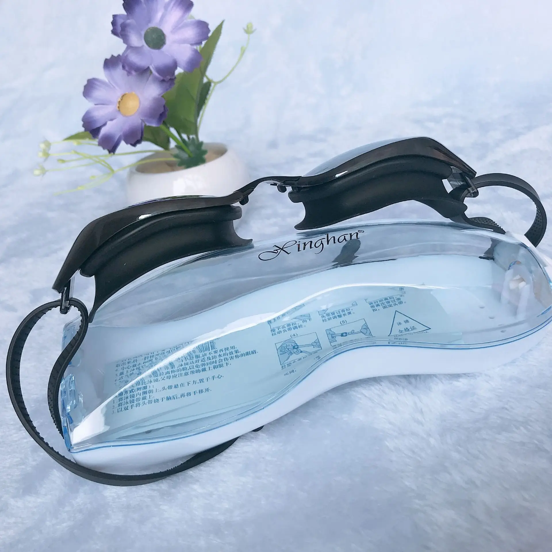 Goggles стиль плавательные очки Кремнеземные гелевые очки Анти-туман Водонепроницаемый для мужчин и женщин большая коробка гальванические стекла Custo