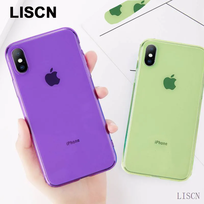 

Fluorescent Green Phone Case on For iPhone 11 Pro Max 5se xs max xr x Soft TPU Silicone Back Cover For iPhone 8 7 6 6s Plus Caqa