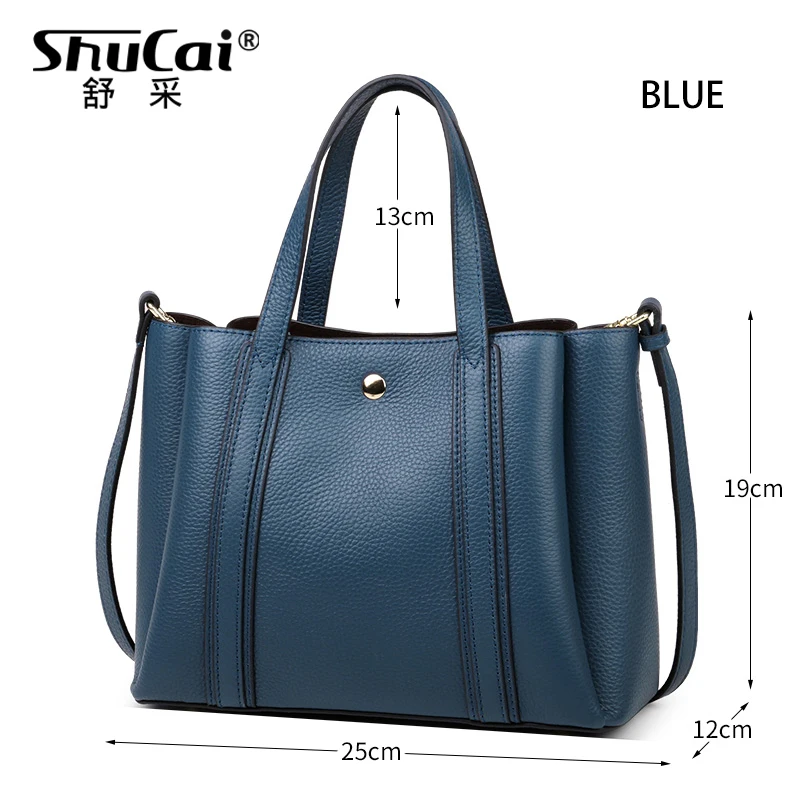 BLUE SHUCAI, женские сумки, натуральная кожа, сумка для женщин, вместительные сумки на плечо, сумки через плечо, высокое качество, кожаные сумки, женская сумка-мессенджер - Цвет: BLUE