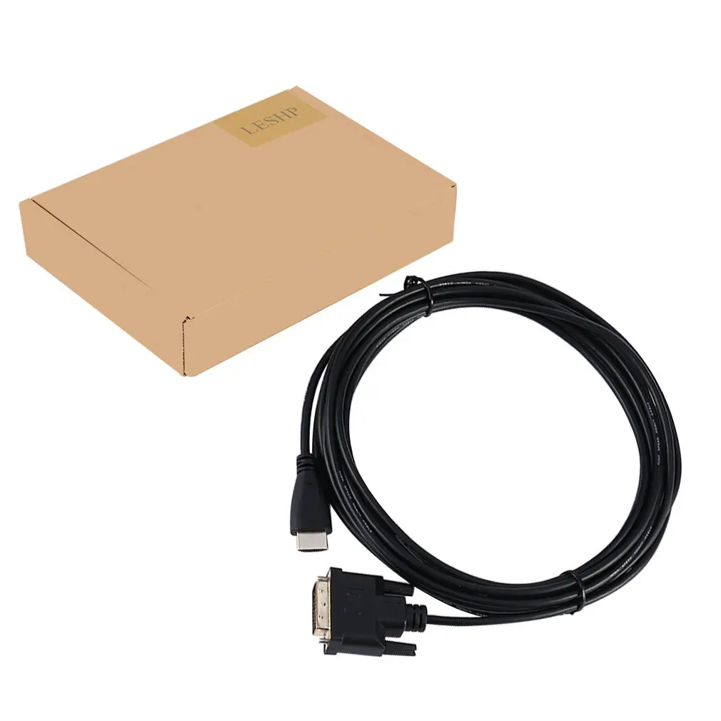 Прочный портативный кабель для монитора LESHP черный 3/5 метров с номиналом HDMI DVI