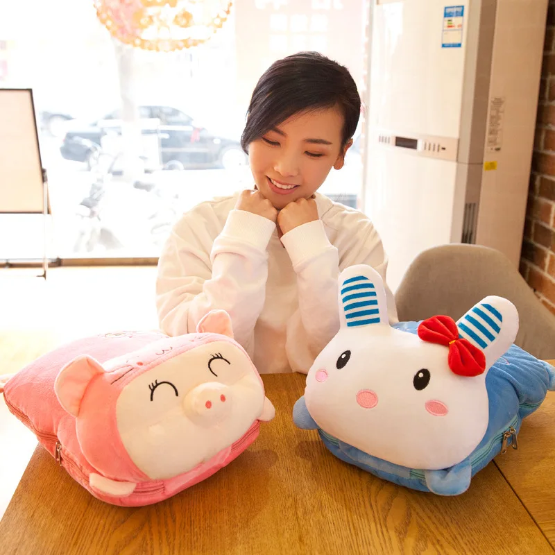 New Style Cartoon Party-Pillow Plush Toys Airable Cover Office Dual Purpose Cushion Cover Blanket