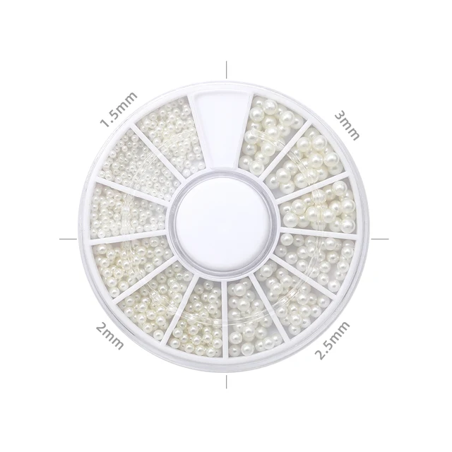 HNUIX Mix Sizes White Nail Art Tips Half Pearls 3d Nail Beads Rhinestone Decoration DIY Beauty Salon Manicure Supply 04